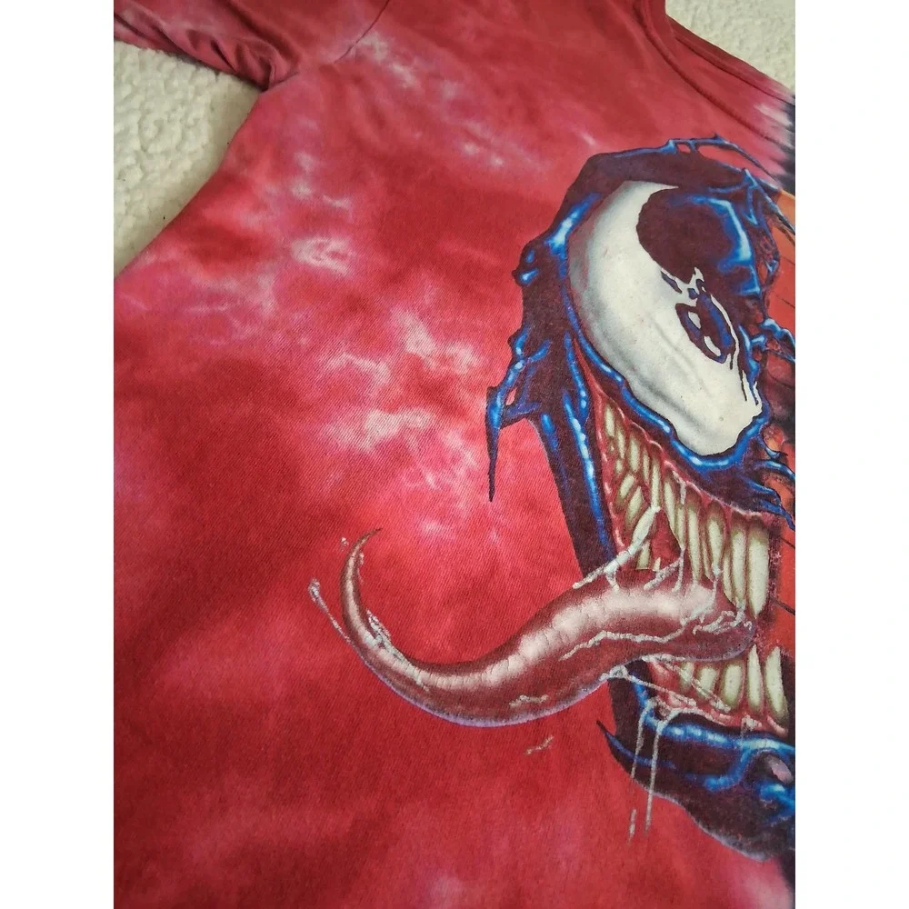Marvel Spider-Man Venom Split Graphic T-Shirt Mens Large Red Tie Dye Black Tee